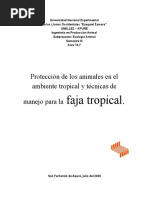 Protección de Los Animales en El Ambiente Tropical y Técnicas de Manejo para La Faja Tropical