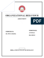 Organizational Behaviour: Assignment