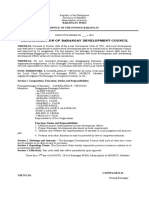 Reorganization of Barangay Development Council: EXECUTVE ORDER NO. - S. 2018