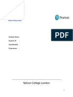 Nelson College London: Student Name: Student ID: Unit/Module: Programme