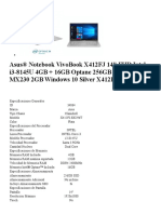 Ficha Asus Notebook VivoBook X412FJ