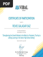 Certificate of Participation: Rovie Galagar Saz