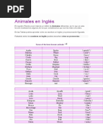 Animales en Inglés