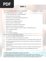 UNIT-1: 1. Discuss The Advantages & Disadvantages of Agile Method?