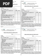 Employee (S) Health Checklists Employee (S) Health Checklists