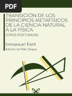 Transicion de Los Principios Metafisicos de La Ciencia Natural A La Fisica (Opus Postumum)