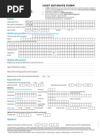 Cost Estimate Form: Patient