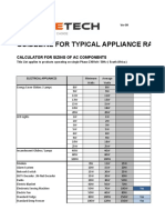 Guideline For Typical Appliance Ratings To Assist in Sizing of PV Solar Systems