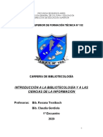 1 MODULO 1 Introduccion A La Bibliotecologia y A Las Ciencias de La Informacion Prof. Trostbach y Gordiola