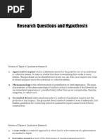 Research Questions and Hypothesis