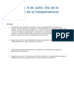 ACTIVIDADES 5to GRADO 9 de Julio Día de La Declaración de La Independencia