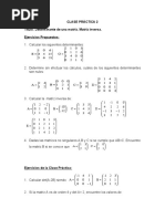 CLASE PRÁCTICA 2 - Determinante de Una Matriz. Matriz Inversa.