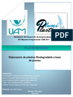 Plan de Negocios: Elaboración de Plástico Biodegradable A Base de Plumas