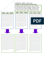 Noun Suffixes: - Ment/ - Ance/ - Ion: I. Put The Verbs in The Correct Column. II. Write The Nouns in The Boxes Below