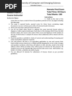 Remote Exam Paper Template Spring 2020