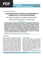 A Spectrophotometric Method For Quantification of Sulphite Ions in Environmental Samples