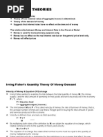 Monetory Theories: Quantity Theory of Money