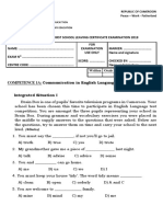 Competence 1A: Communication in English Language. Written 100marks Integrated Situation I