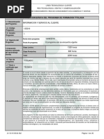 Infome Programa de Formación Titulada INFORMACION Y SERVICIOS AL CLIENTE PDF