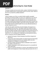 Ocean Manufacturing Inc. Case Study: Before Accepting A New Client, An Auditor Should Establish Reasonable