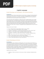 Course Structure and Readings For MPhil in English and Applied Linguistics at Cambridge