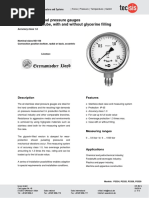 All Stainless Steel Pressure Gauges With Bourdon Tube, With and Without Glycerine Filling