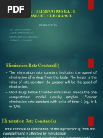 Topic: Elimination Rate Constant, Clearance: Prepared by