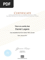 Daniel Legere: This Is To Certify That