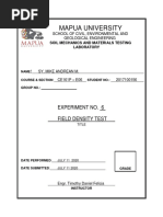Mapua University: Experiment No. 6 Field Density Test