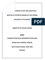 Topic:Comparative Study and Qualitative Analysis of Different Brands of Cold Drinks Available in The Market