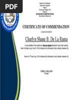 Charlyn Shane B. de La Rama: Certificate of Commendation