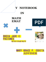 Activity Notebook IN Math Emat: Rheca Jade C. Paciones