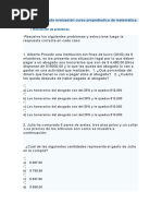 Ejercicios de Auto Evaluación Curso Propedéutico de Matemática