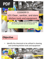 Cookery 9 LO1 Clean, Sanitize, and Store Kitchen Tools and Equipment