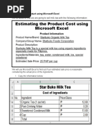 Estimating The Product Using Microsoft Excel