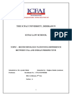 The Icfai University, Dehradun: Topic - Biotechnology Patenting Difference Between Usa and Indian Perspective