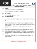 Standard Operating Procedure For (MAINTENANCE SM)