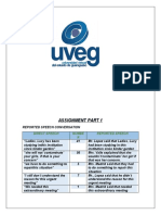 Assignment Part 1: Direct Speech Numbe R Reported Speech