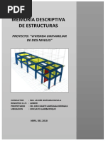 Memoria Descriptiva-Vivienda Unifamiliar 2 Niveles