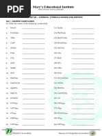 St. Mary's Educational Institute: Problem Set #3 - Chemical Formula Naming and Writing Set I - Naming Compounds