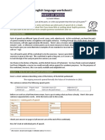 English Language Worksheet I: Parts of Speech