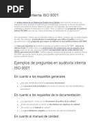 Auditoría Interna ISO 9001 Ejemplos