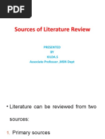 Sources of Literature Review: Presented BY Kilda.S Associate Professor, MSN Dept