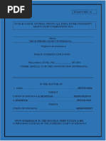 35th BCI Moot Court Competition 2019 Petitioner Memorial Problem 1 PDF