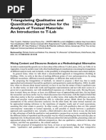 Triangulating Qualitative and Quantitative Approaches For The Analysis of Textual Materials: An Introduction To T-Lab