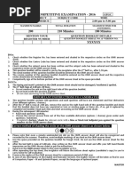 Competitive Examination - 2016 11: 200 210 Minutes 180 Minutes