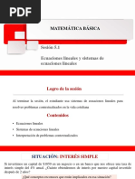 Matemática Básica: Sesión 5.1 Ecuaciones Lineales y Sistemas de Ecuaciones Lineales