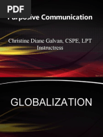 Purposive Communication: Christine Diane Galvan, CSPE, LPT Instructress