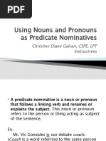 Using Nouns and Pronouns As Predicate Nominatives