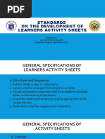 Standards On The Development of Learners Activity Sheets